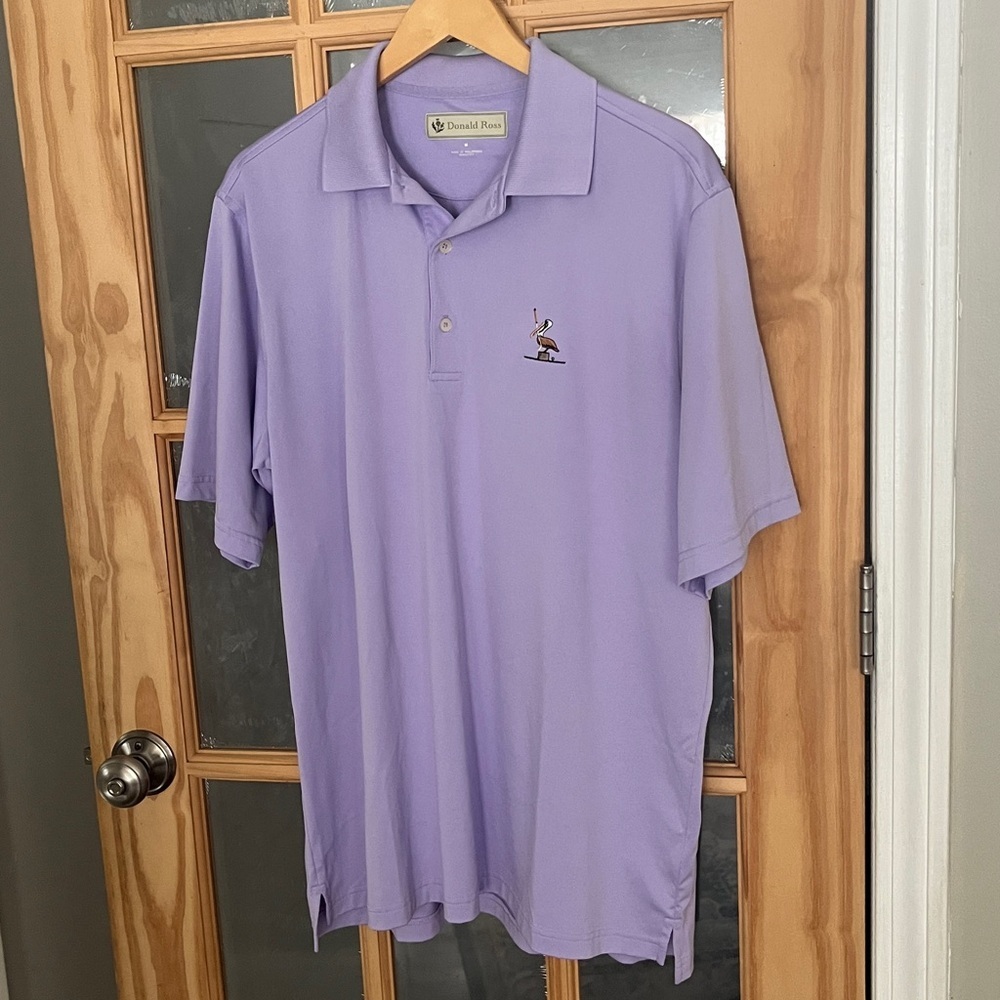 Donald Ross Purple Golf Polo Pelican with Golf Club Sz medium